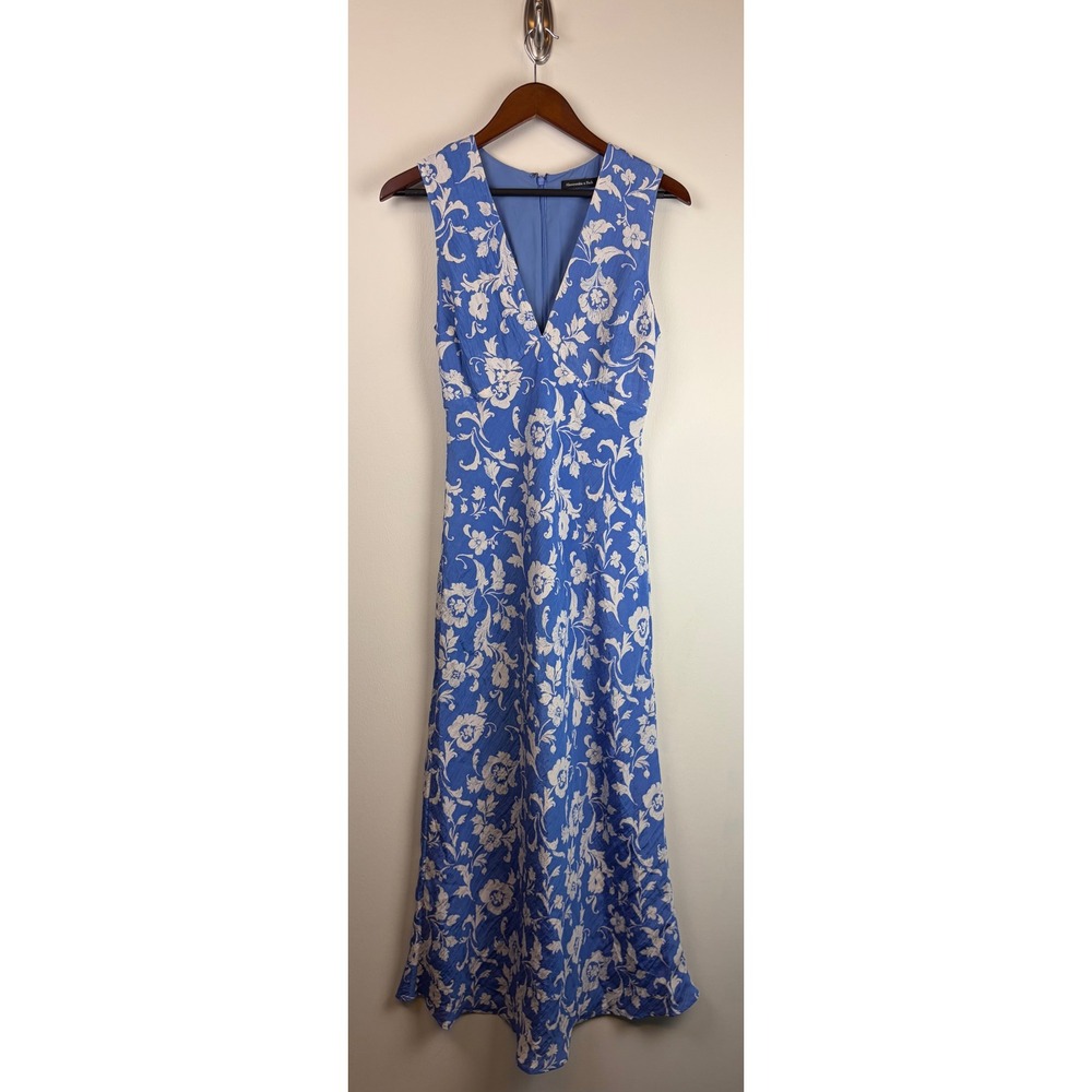 Abercrombie & Fitch Maxi Dress S Blue Floral V-Neck Sleeveless Event Romantic